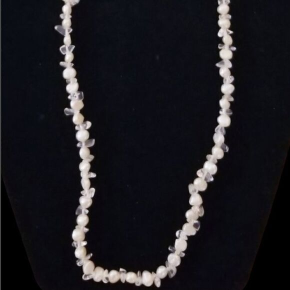Vintage genuine Baroque pearl and clear quartz necklace - Picture 1 of 10